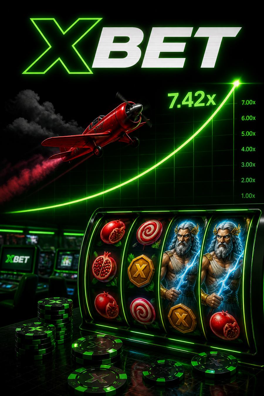XBet crash and casino lobby